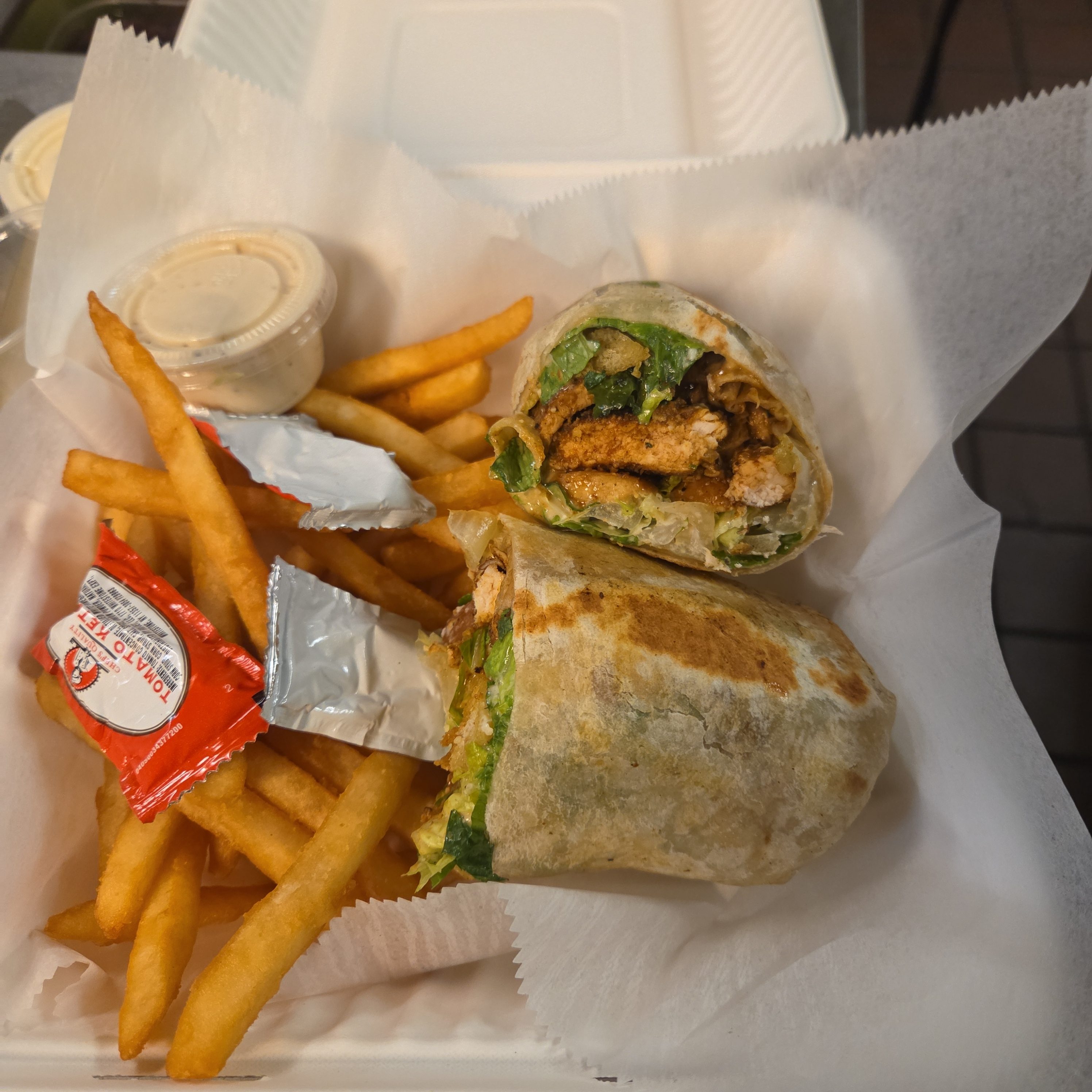 Caesar Blackened Chicken Wrap.