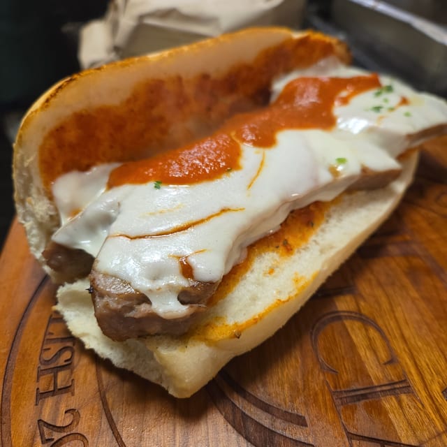 Large Sausage Parmigiana Sub.