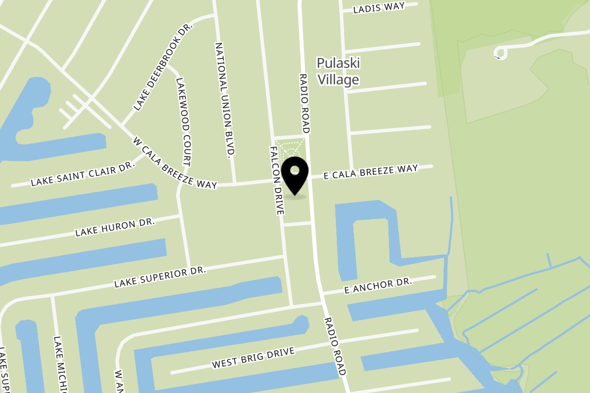 Map showing the location of Delicias Sobre Ruedas Restaurant & Pizzeria on 916 Radio Rd in Little Egg Harbor Township